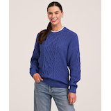 Chandail en mélange de coton à point de torsade et à encolure ras du cou pour femmes, WindRiver