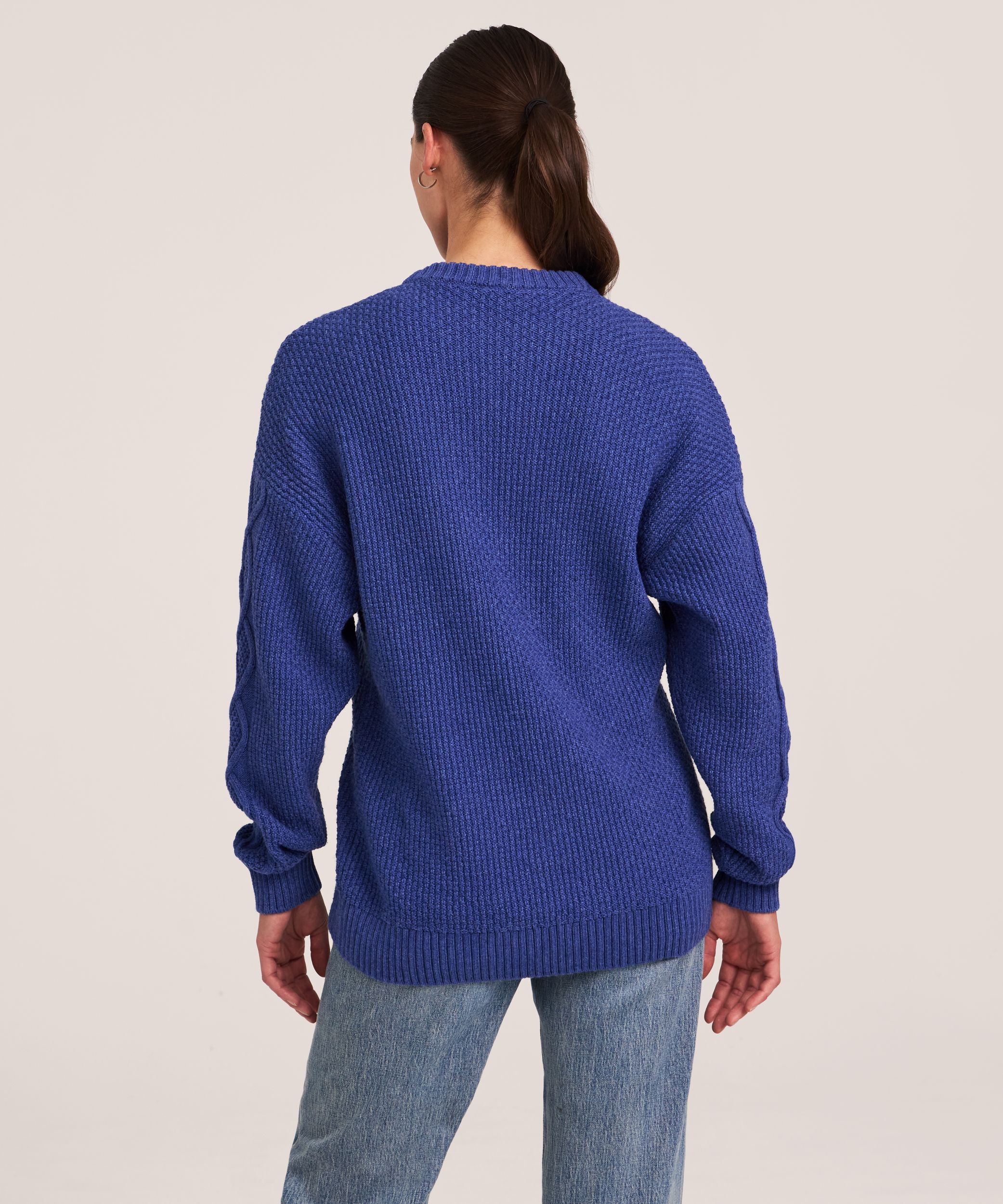 WindRiver Women's Cotton Blend Cable Crewneck Pullover Sweater