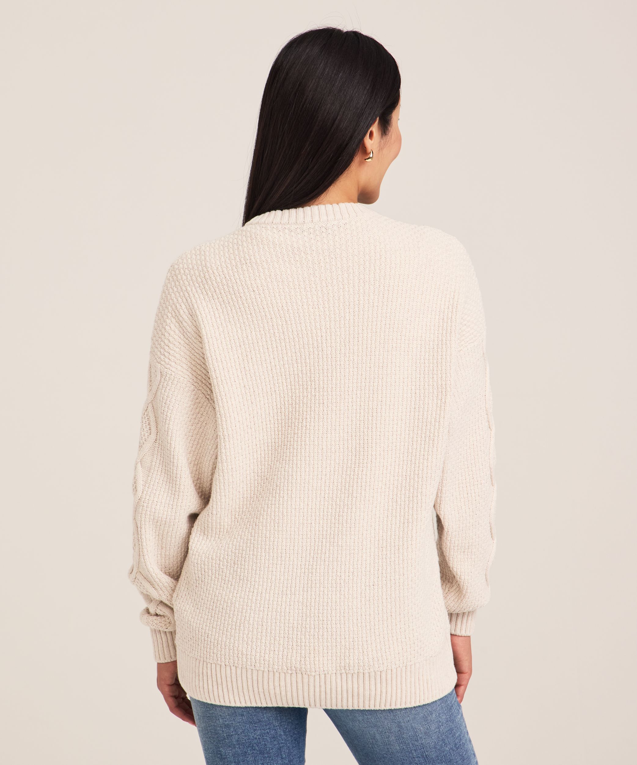 WindRiver Women's Cotton Blend Cable Crewneck Pullover Sweater