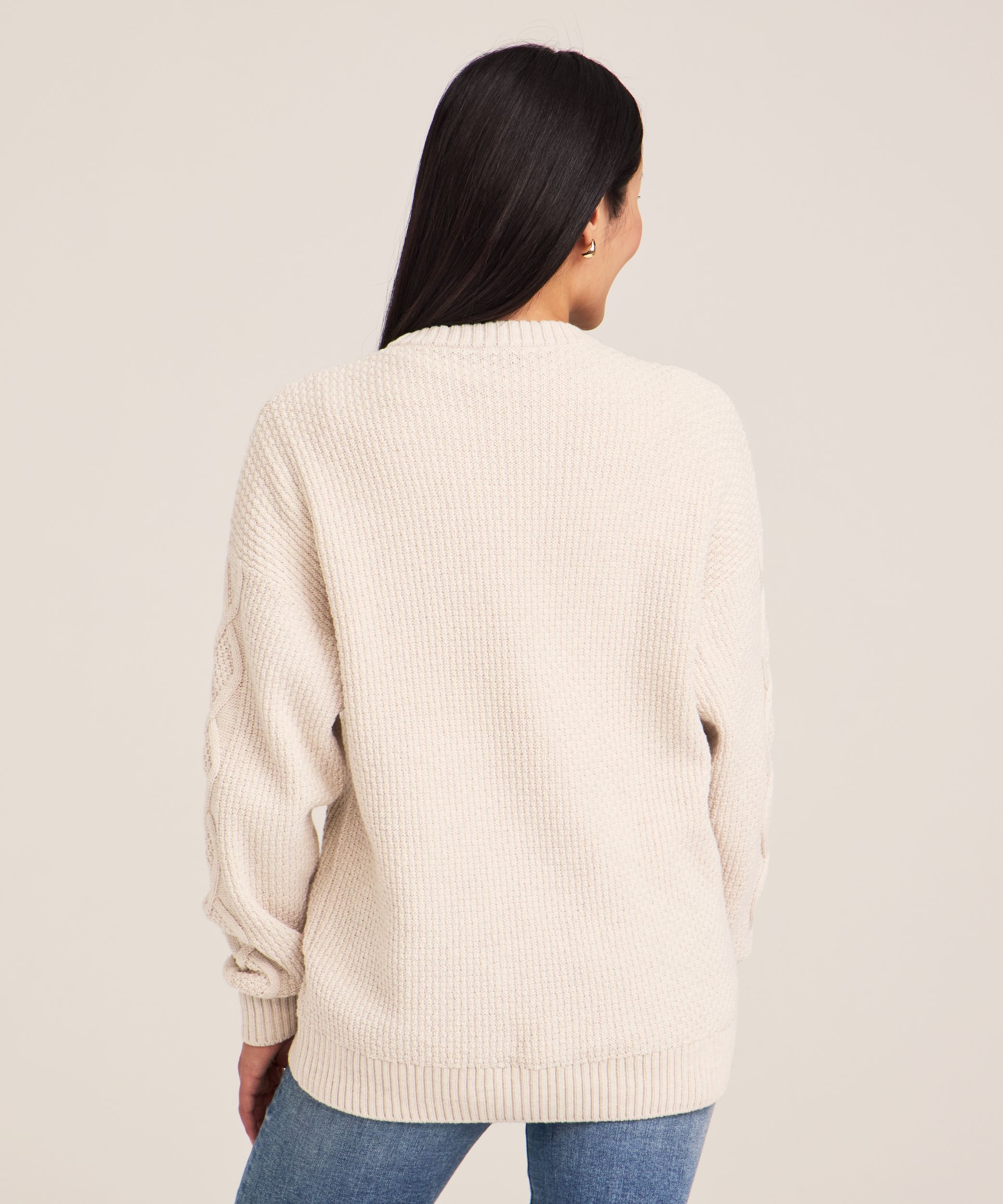 WindRiver Women's Cotton Blend Cable Crewneck Pullover Sweater