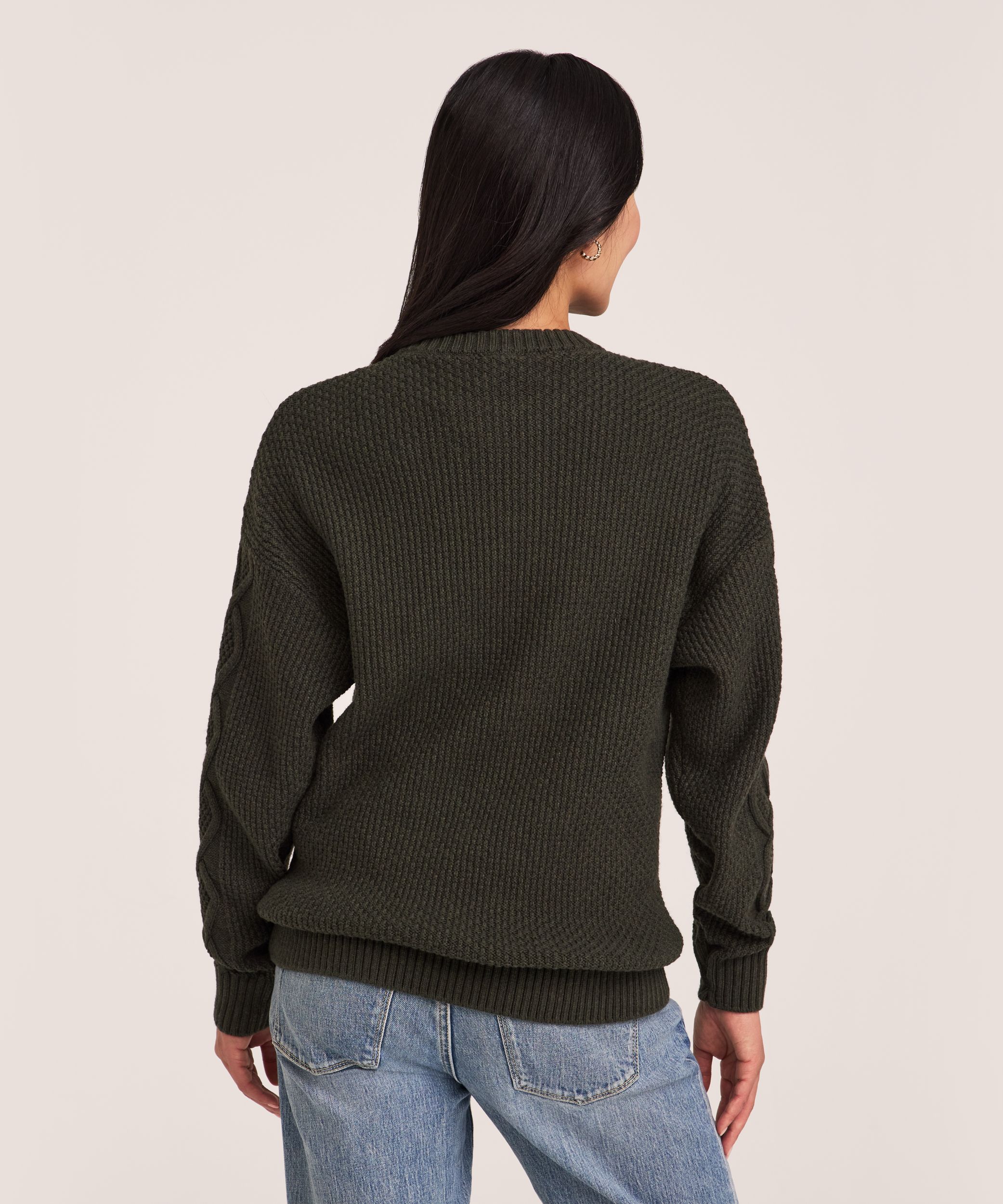 WindRiver Women's Cotton Blend Cable Crewneck Pullover Sweater