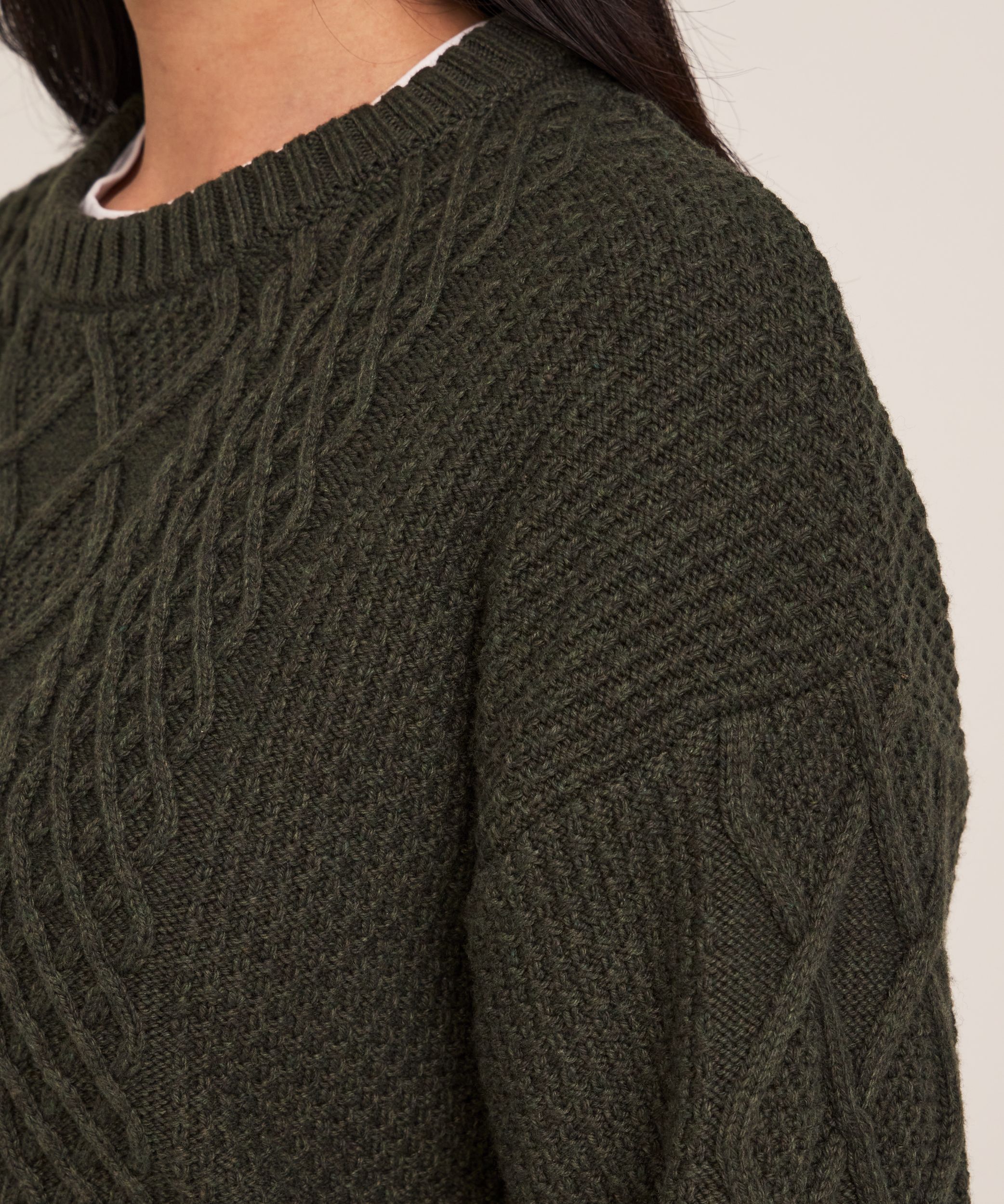 WindRiver Women's Cotton Blend Cable Crewneck Pullover Sweater