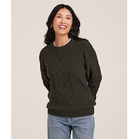 WindRiver Women's Cotton Blend Cable Crewneck Pullover Sweater