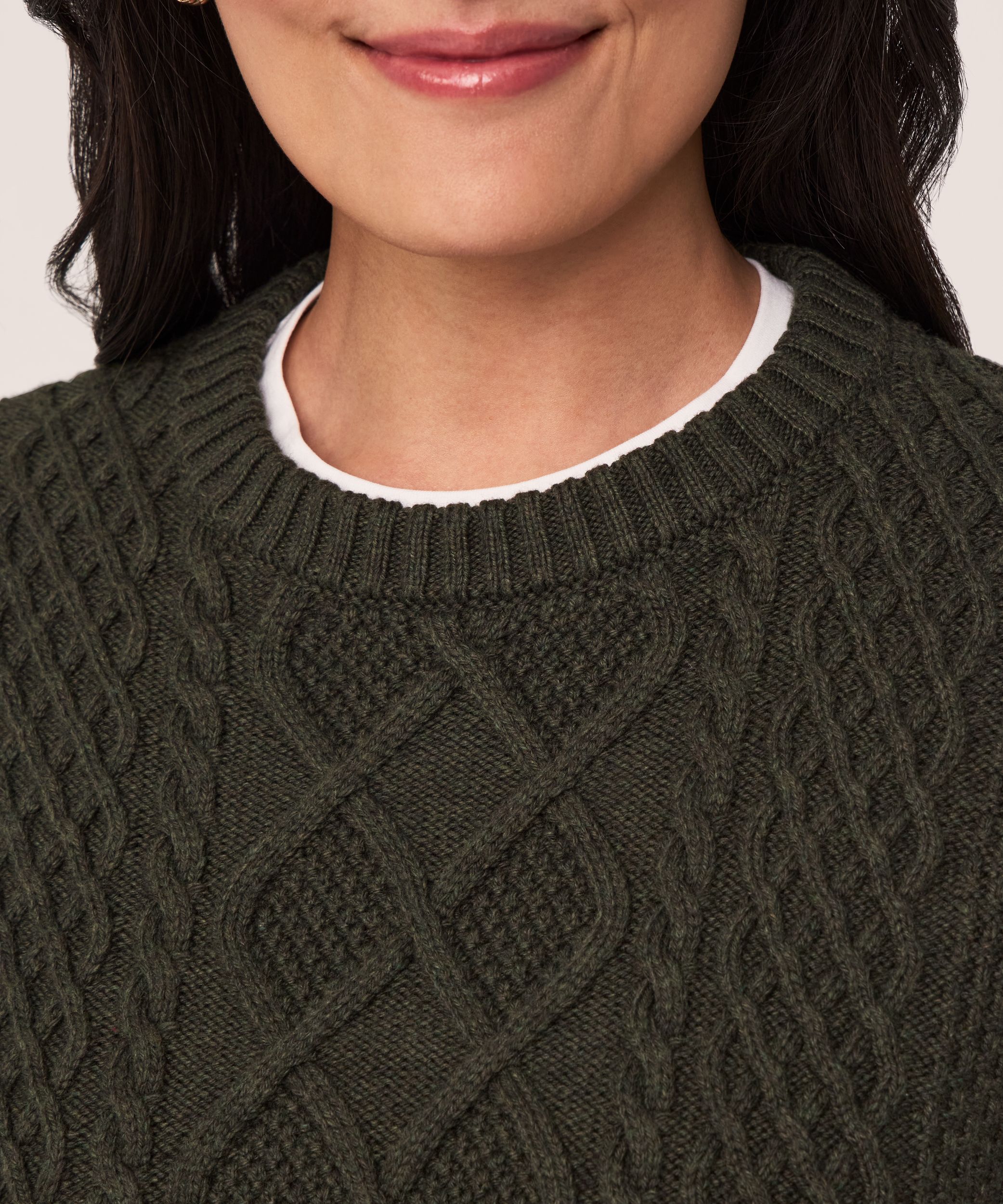 WindRiver Women's Cotton Blend Cable Crewneck Pullover Sweater