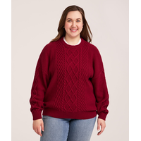 WindRiver Women's Cotton Blend Cable Crewneck Pullover Sweater