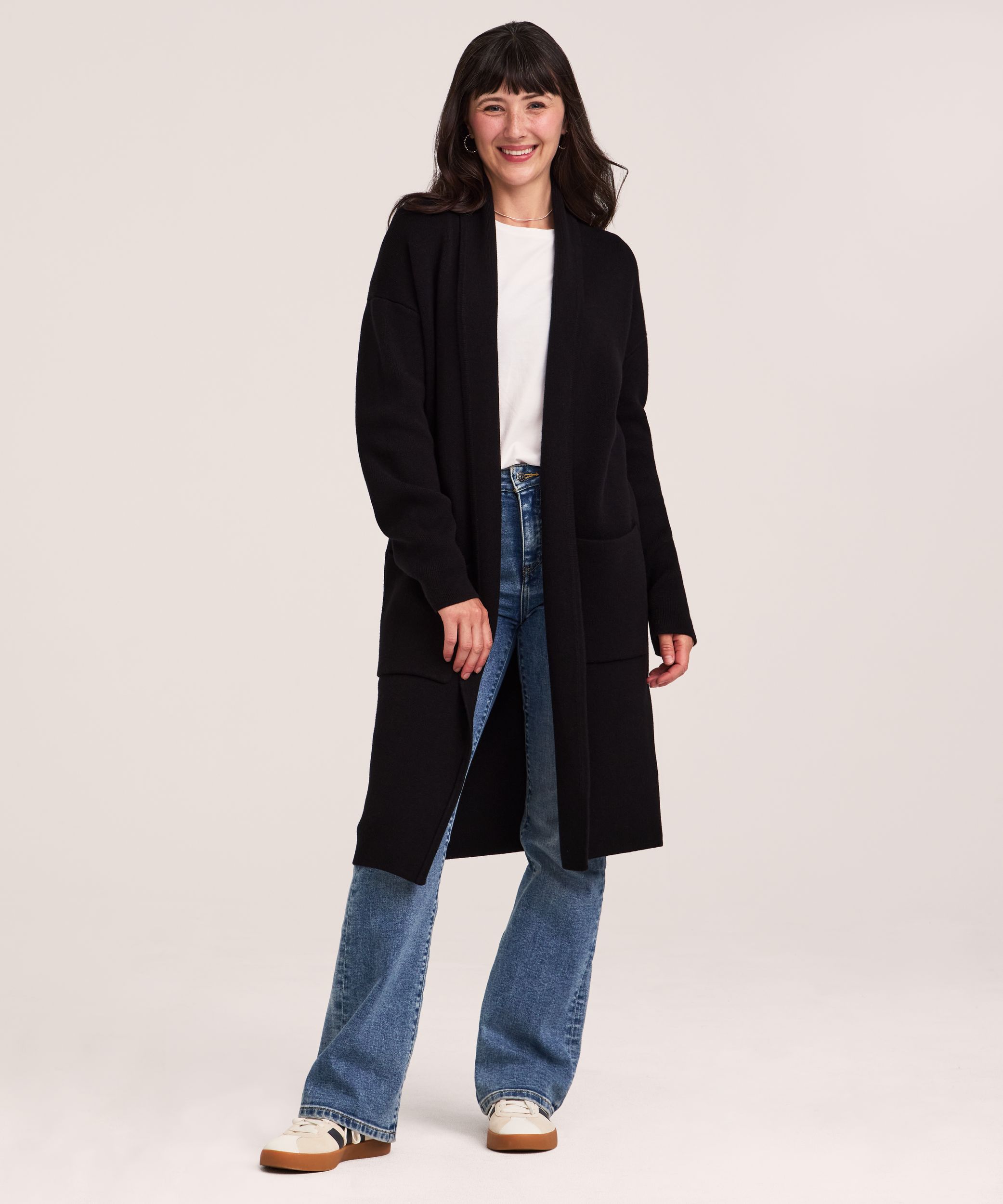 Cardigan-manteau en tricot double pour femmes, Denver Hayes