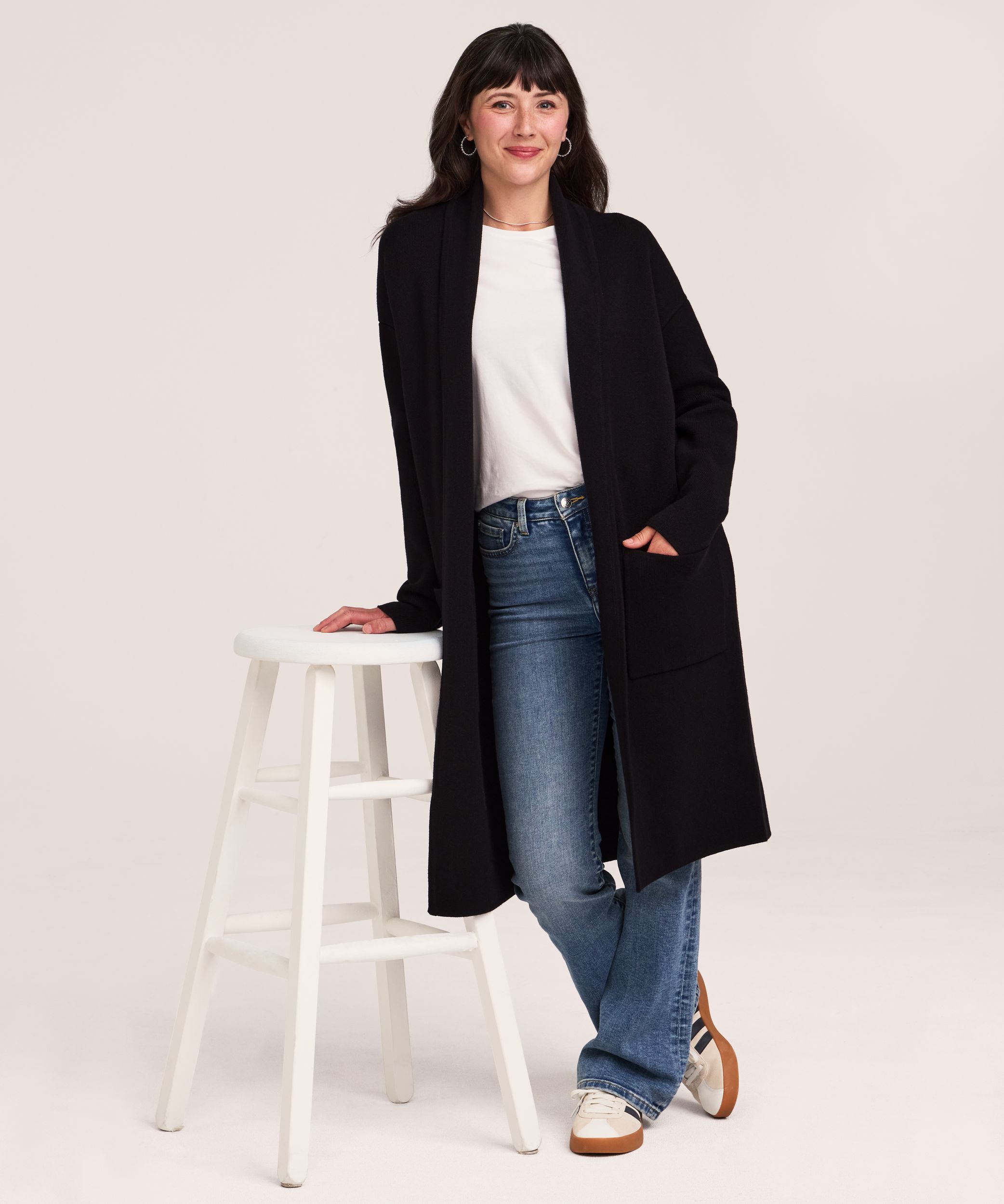 Cardigan-manteau en tricot double pour femmes, Denver Hayes