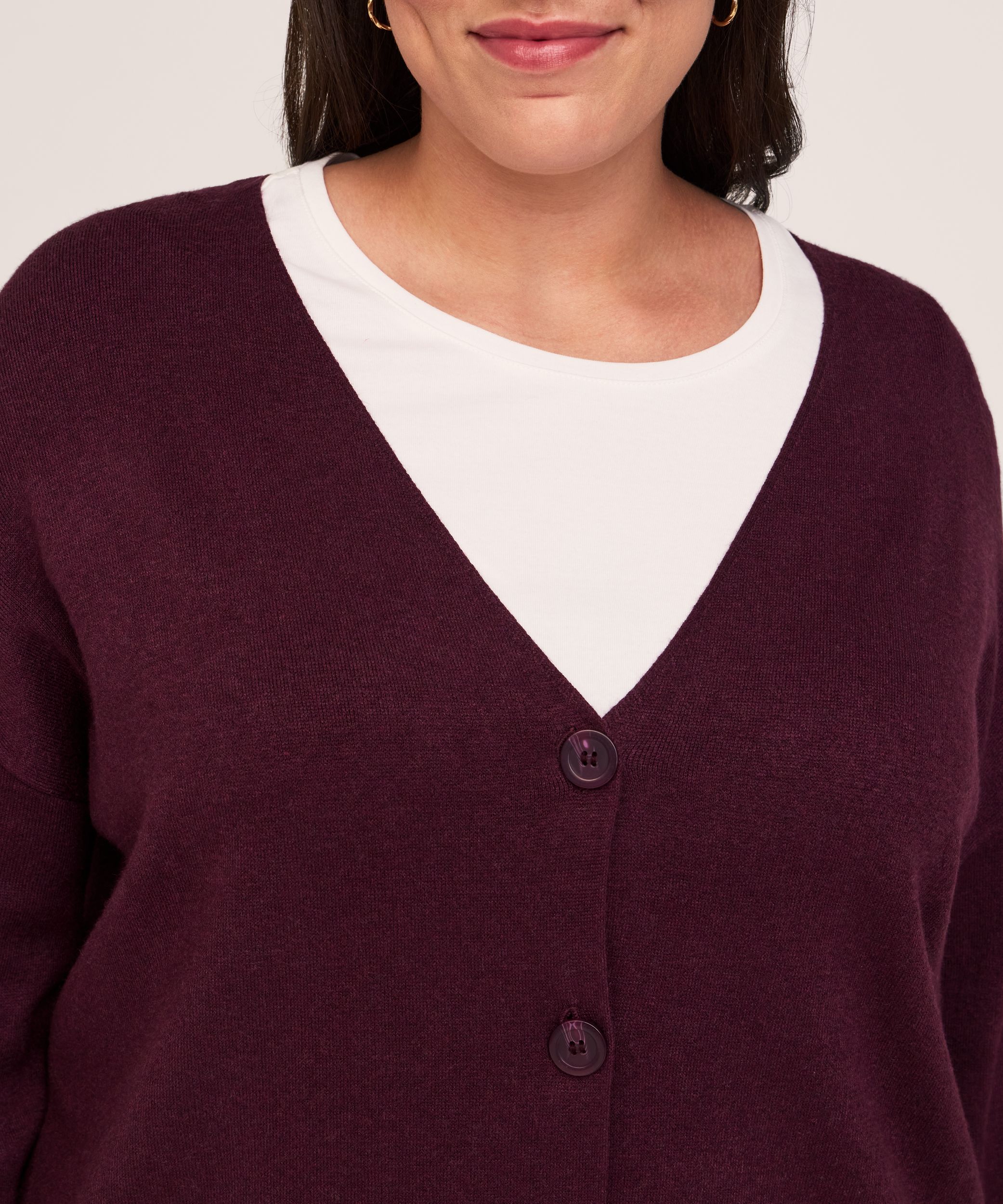 Denver Hayes Women's Double Knit Cropped Button-Up Cardigan