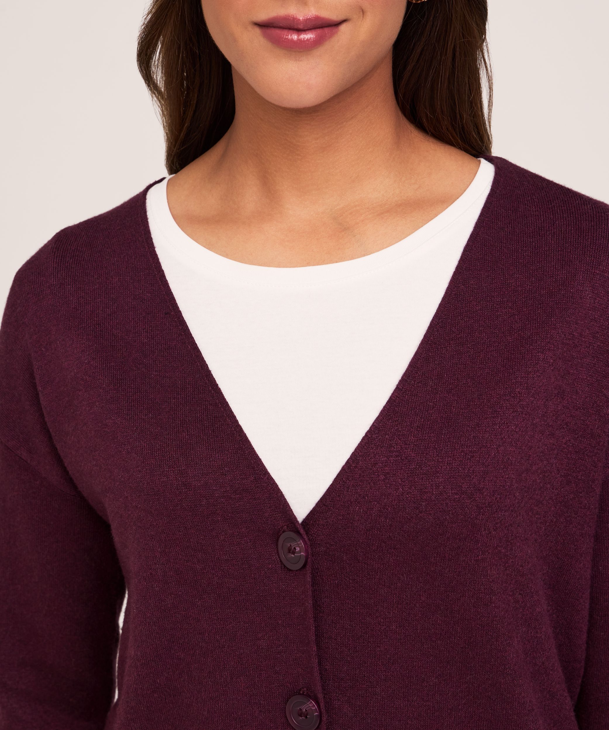 Denver Hayes Women's Double Knit Cropped Button-Up Cardigan