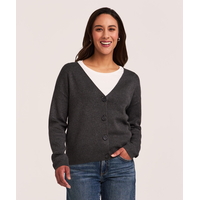 Denver Hayes Women's Double Knit Cropped Button-Up Cardigan