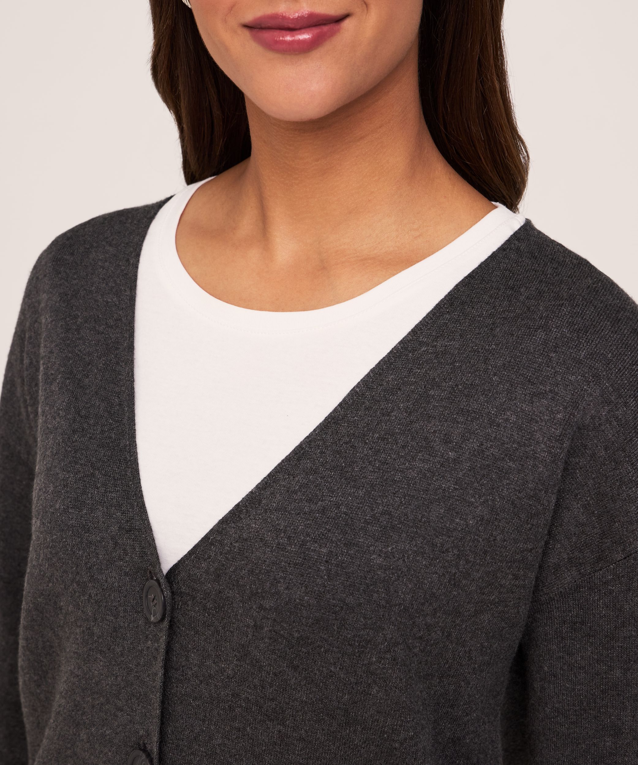Cardigan court boutonné en tricot double pour femmes, Denver Hayes