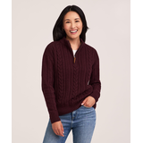 WindRiver Women's Cotton Blend 1/4 Zip Cable Pullover Sweater Front_Flat