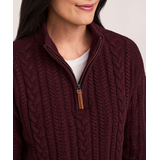 WindRiver Women's Cotton Blend 1/4 Zip Cable Pullover Sweater CloseUp