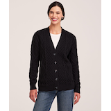 WindRiver Women's Cotton Blend Cable Cardigan Front_Flat