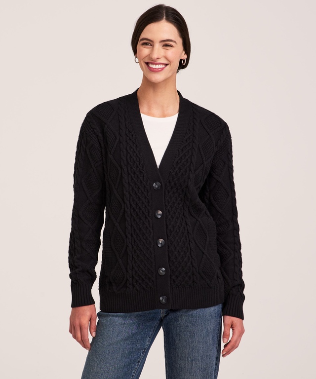 WindRiver Women's Cotton Blend Cable Cardigan