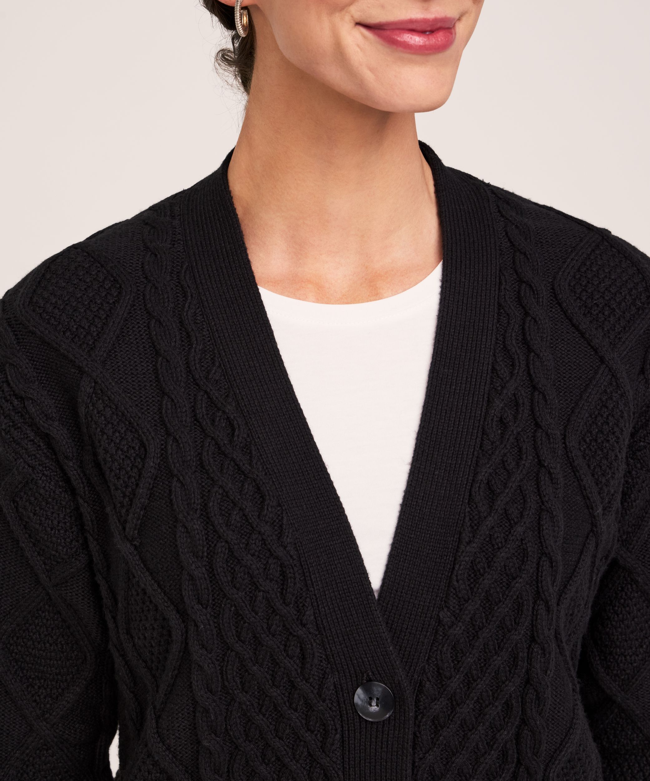 Cardigan à maille torsadée en mélange de coton pour femmes, WindRiver