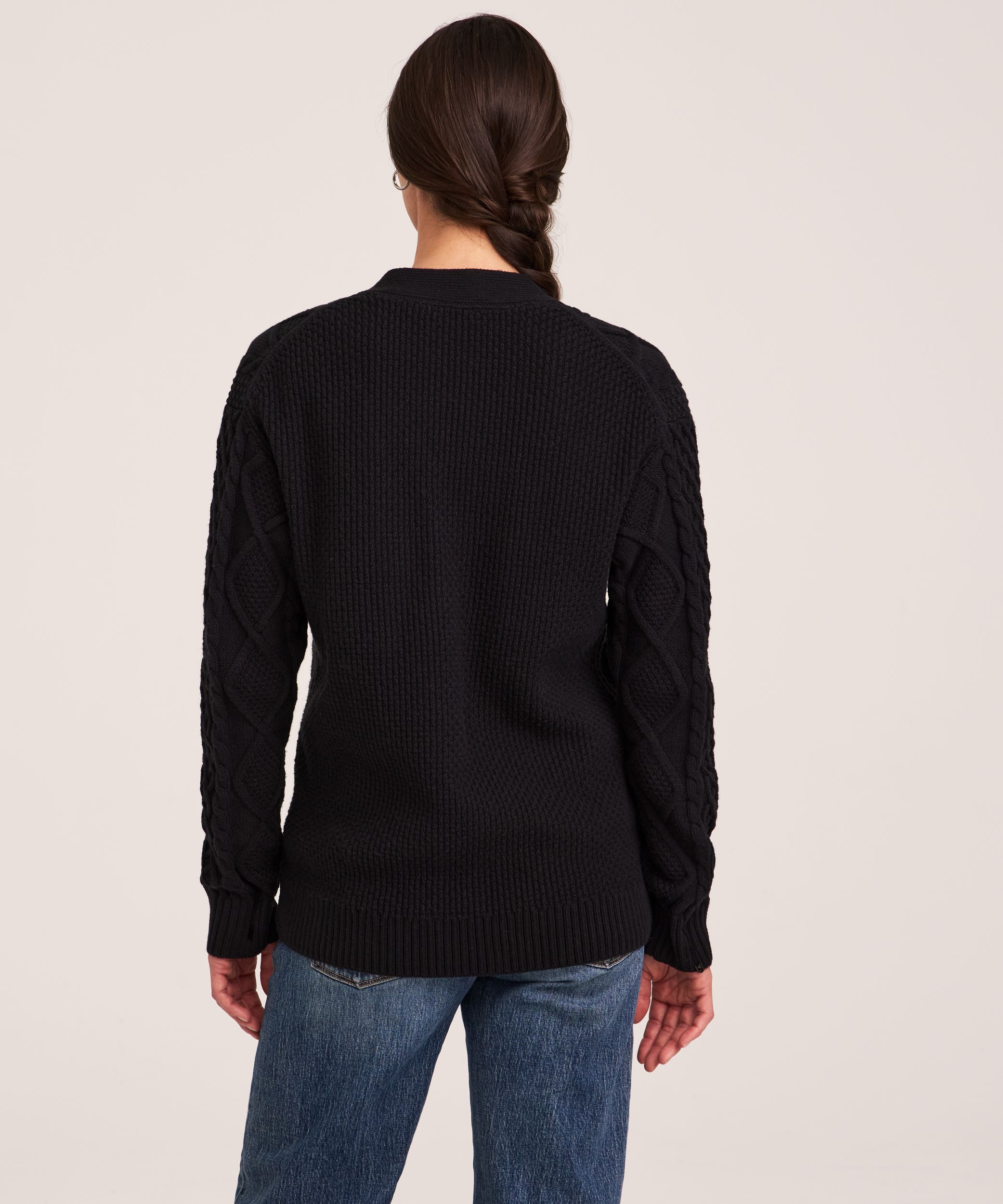 Cardigan à maille torsadée en mélange de coton pour femmes, WindRiver