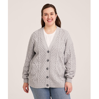 Cardigan à maille torsadée en mélange de coton pour femmes, WindRiver