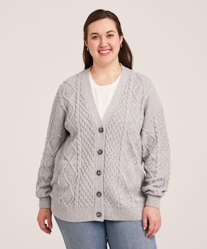 Cardigan à maille torsadée en mélange de coton pour femmes, WindRiver