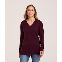 Denver Hayes Women's Soft Cozy V-Neck Tunic Pullover Sweater Front_Flat