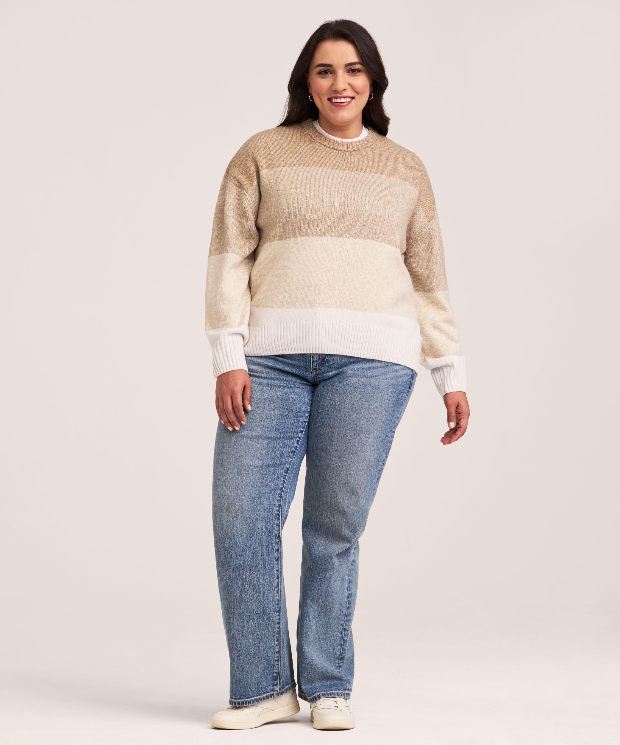 Chandail doux et douillet à point jersey et à col ras du cou pour femmes, Denver Hayes