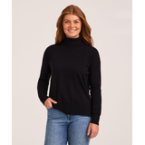 Chandail décontracté de tous les jours en coton et à col roulé pour femmes, Denver Hayes Front_Flat