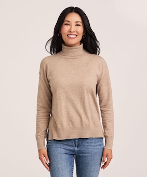 Denver Hayes Women's Everyday Cotton Relax Turtleneck Pullover Sweater