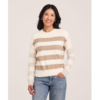 Denver Hayes Women's Everyday Cotton Relaxed Crewneck with Slits Pullover Sweater Front_Flat