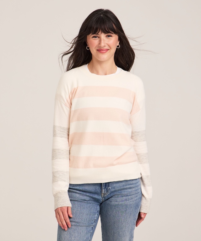 Denver Hayes Women's Everyday Cotton Relaxed Crewneck with Slits Pullover Sweater