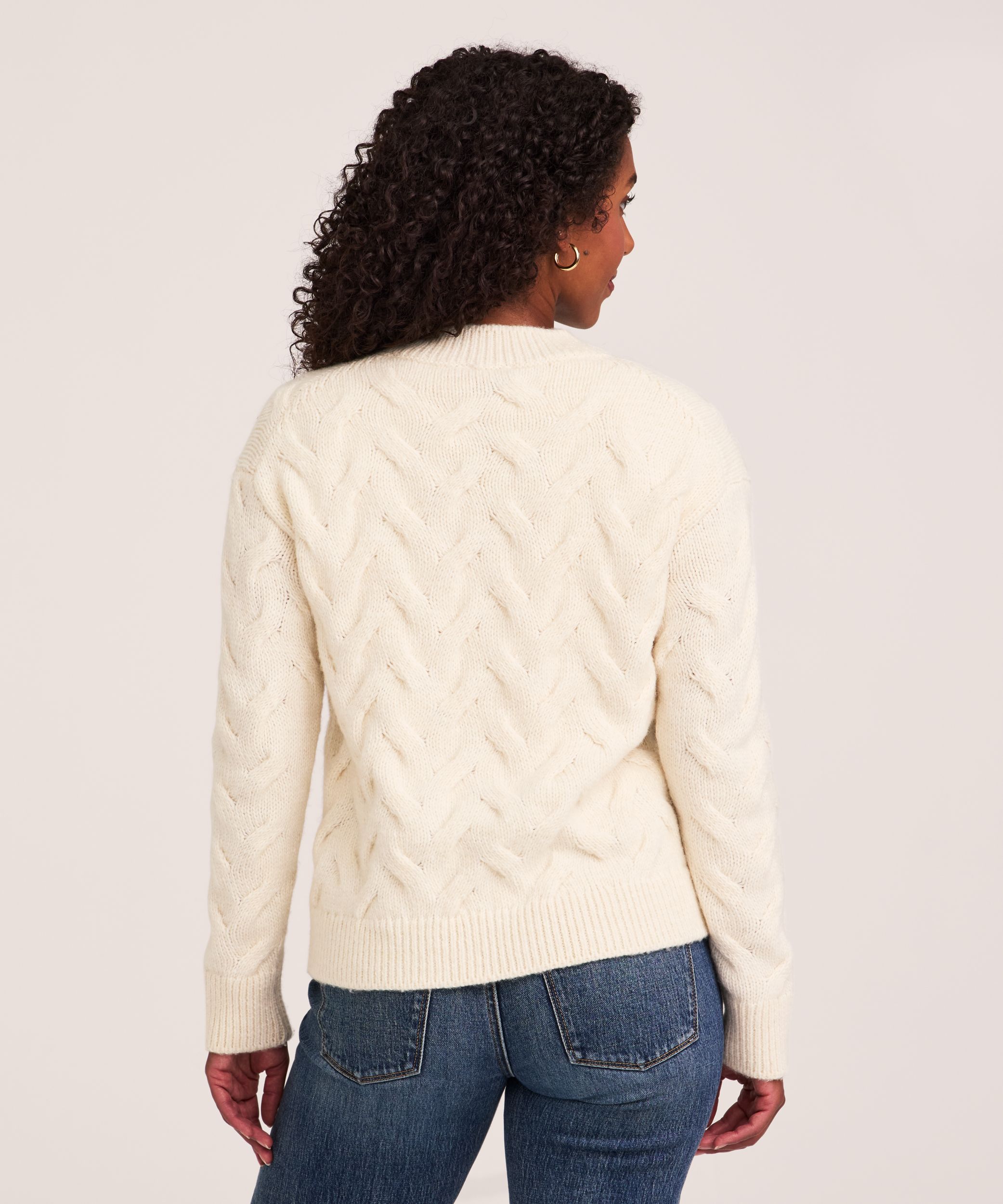 Chandail en tricot torsadé et côtelé à col cheminée pour femmes, Denver Hayes