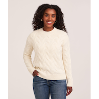 Denver Hayes Women's Ribbed Mock Neck Cable Pullover Sweater Front_Flat