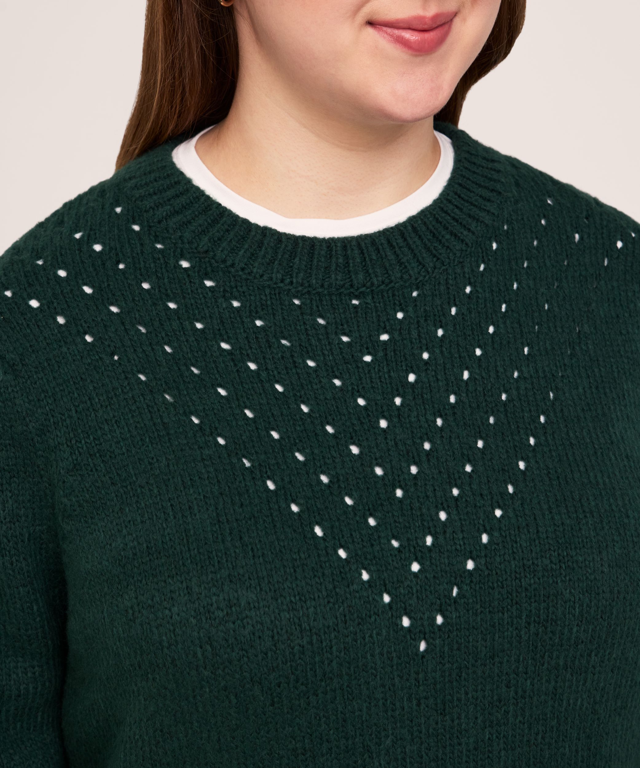 Denver Hayes Women's Soft Cozy Puff Sleeve Pointelle Stitch Pullover Sweater
