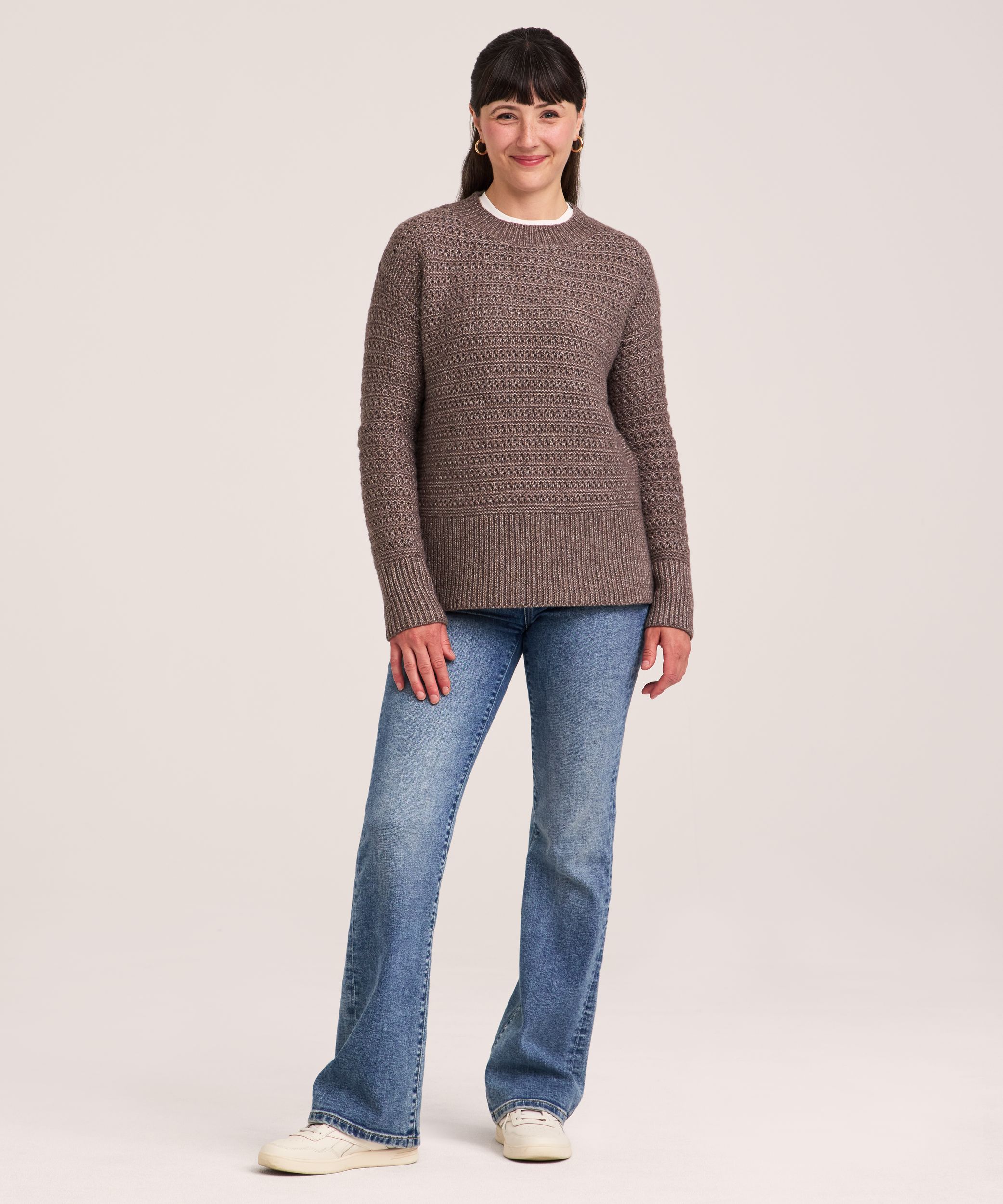 Denver Hayes Women's Soft Cozy Crewneck Mixed Stitch Pullover Sweater