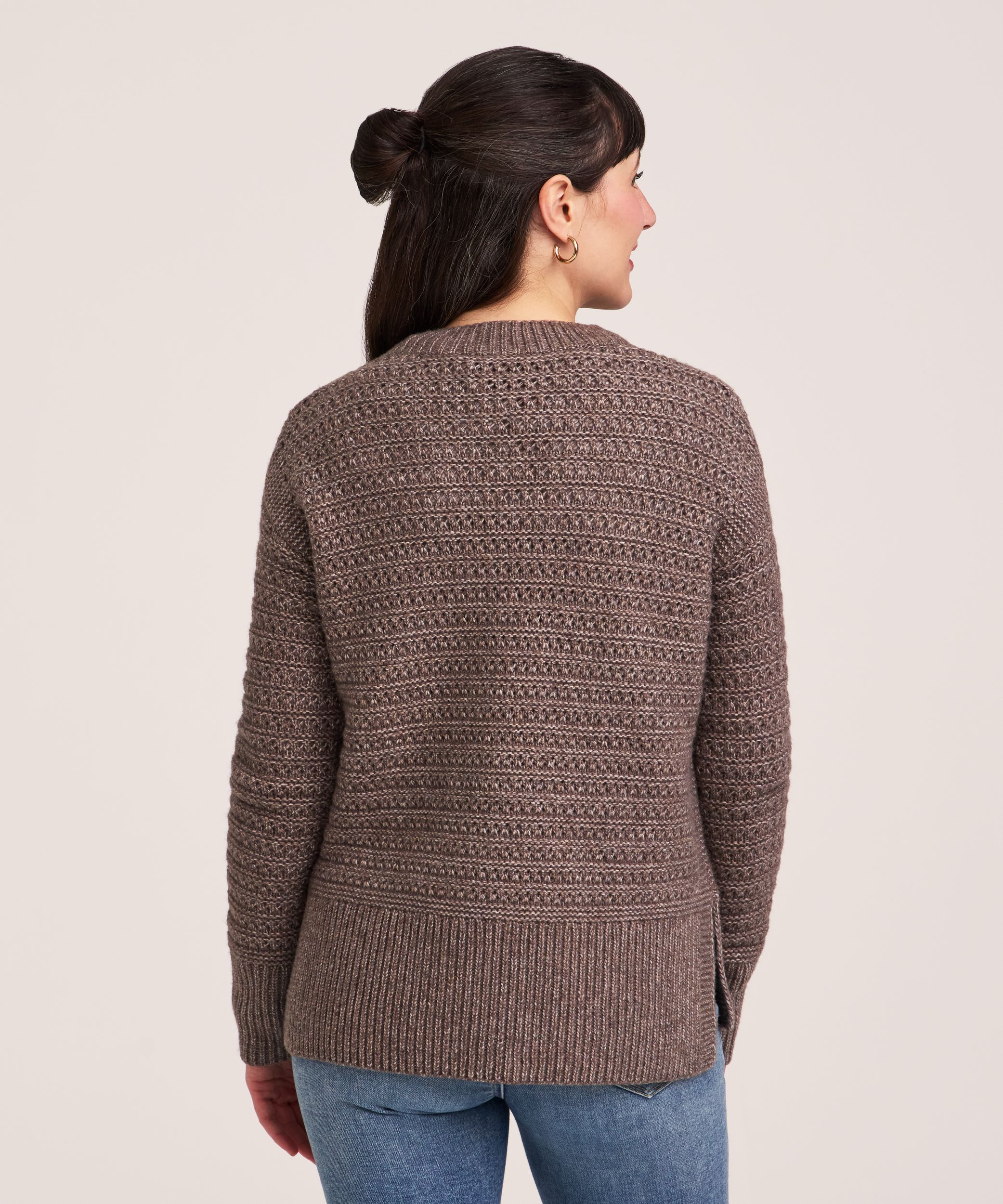 Denver Hayes Women's Soft Cozy Crewneck Mixed Stitch Pullover Sweater