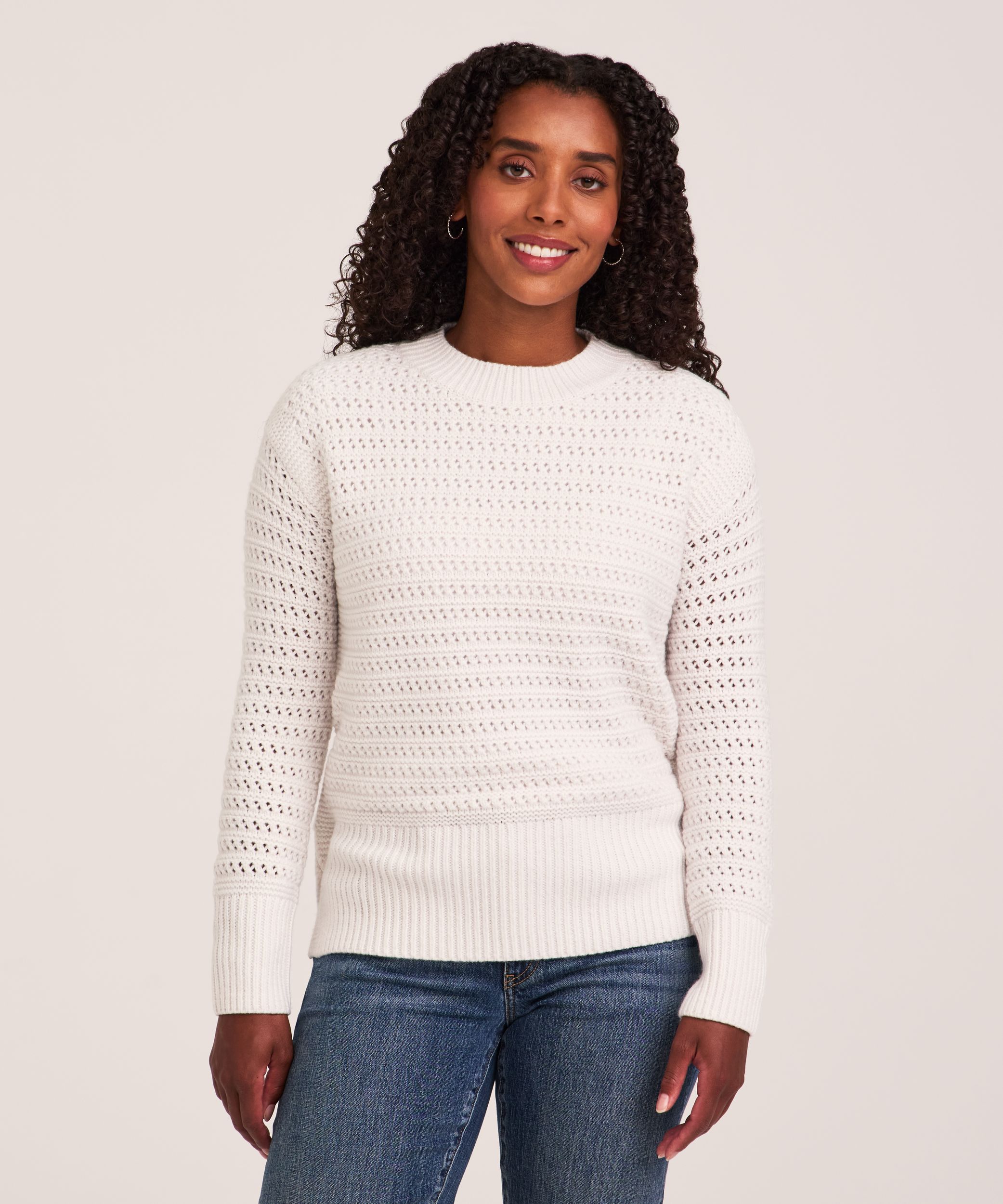 Chandail doux et douillet à points mixtes et à col ras du cou pour femmes, Denver Hayes