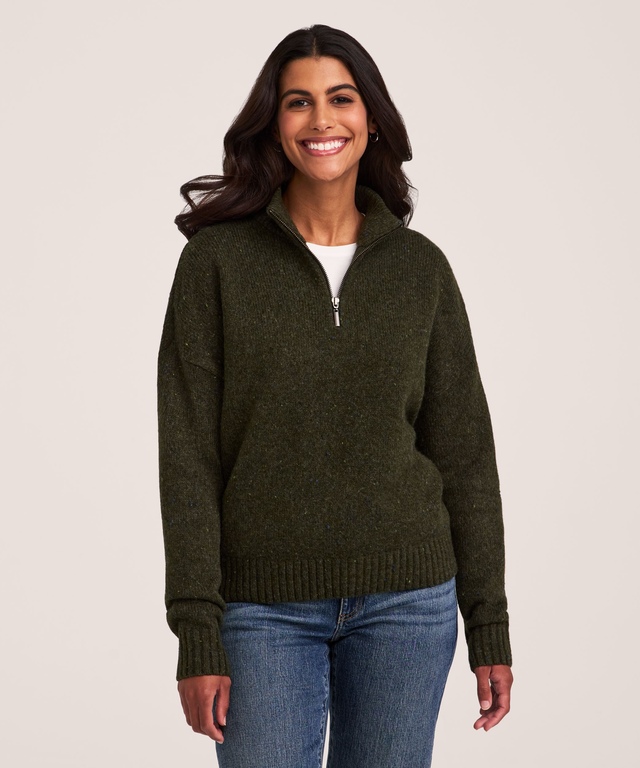 WindRiver Women's Heritage Mock Neck 1/4 Zip Pullover Sweater