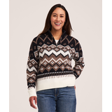 WindRiver Women's Heritage Mock Neck 1/4 Zip Jacquard Pullover Sweater Front_Flat