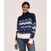 WindRiver Women's Heritage Mock Neck 1/4 Zip Jacquard Pullover Sweater
