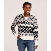 WindRiver Women's Heritage Mock Neck 1/4 Zip Jacquard Pullover Sweater