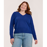 Chandail en coton de tous les jours à encolure en V pour femmes, Denver Hayes Front_Flat