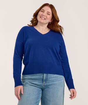 Chandail en coton de tous les jours à encolure en V pour femmes, Denver Hayes