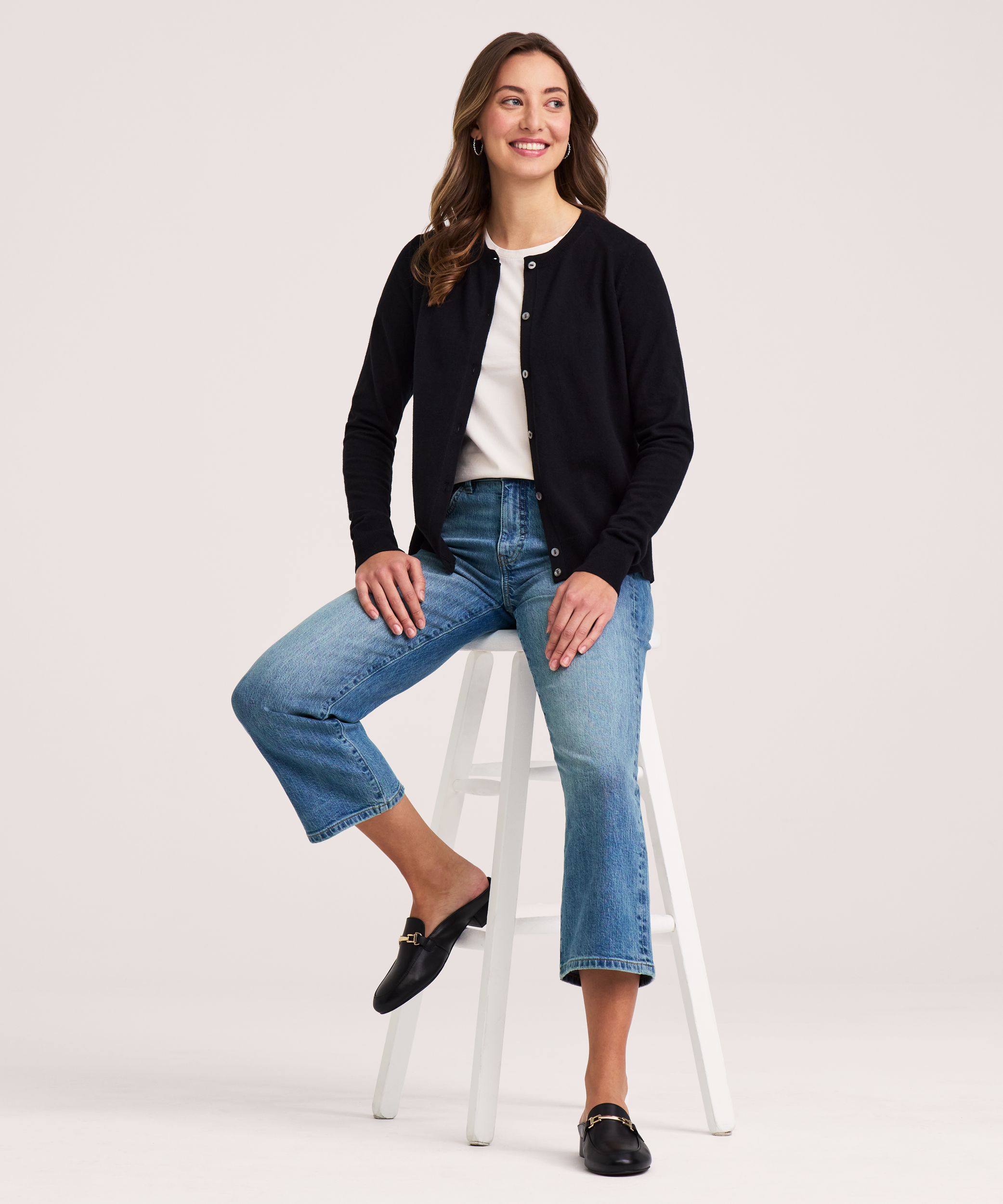 Denver Hayes Women's Everyday Cotton Short Button-Up Cardigan