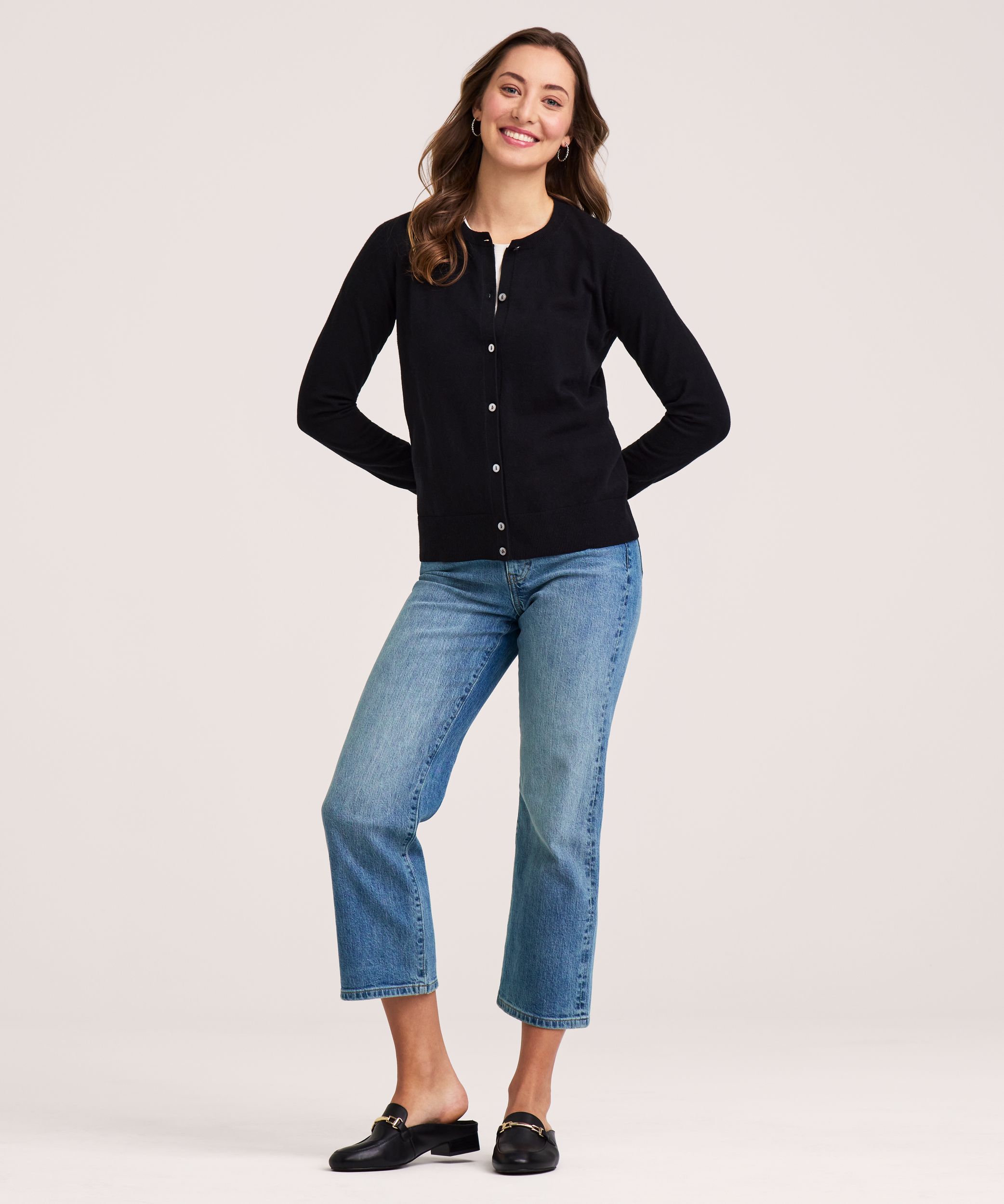 Denver Hayes Women's Everyday Cotton Short Button-Up Cardigan