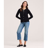 Denver Hayes Women's Everyday Cotton Short Button-Up Cardigan Front_Flat