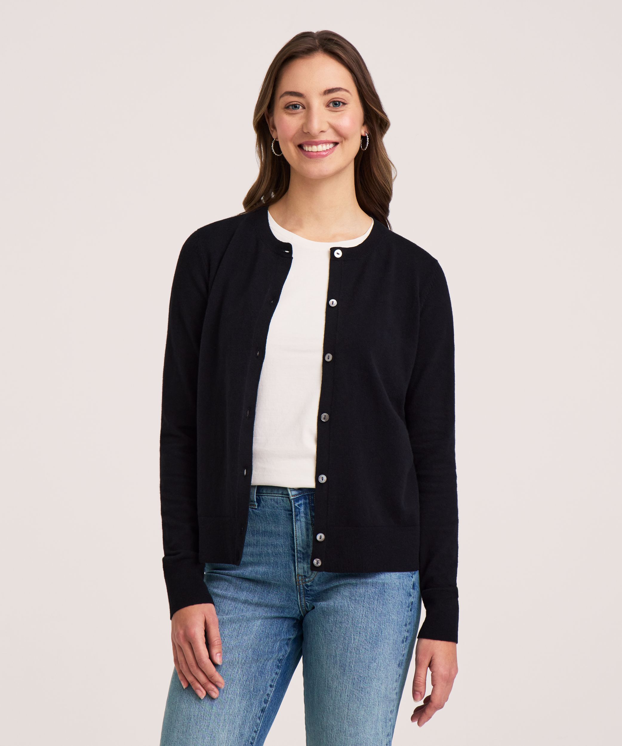 Denver Hayes Women's Everyday Cotton Short Button-Up Cardigan