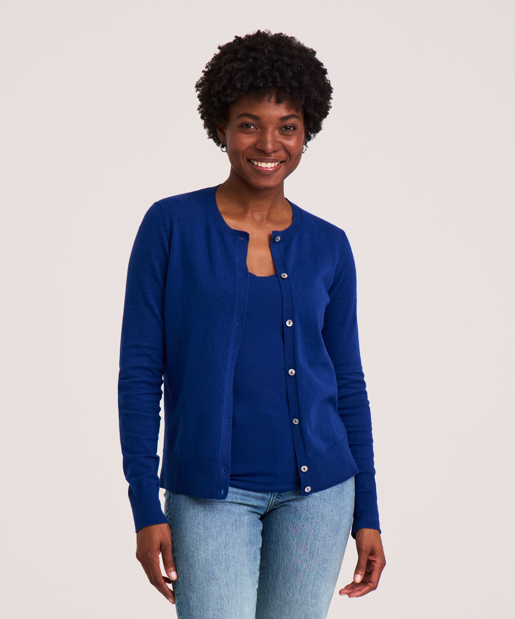 Denver Hayes Women's Everyday Cotton Short Button-Up Cardigan