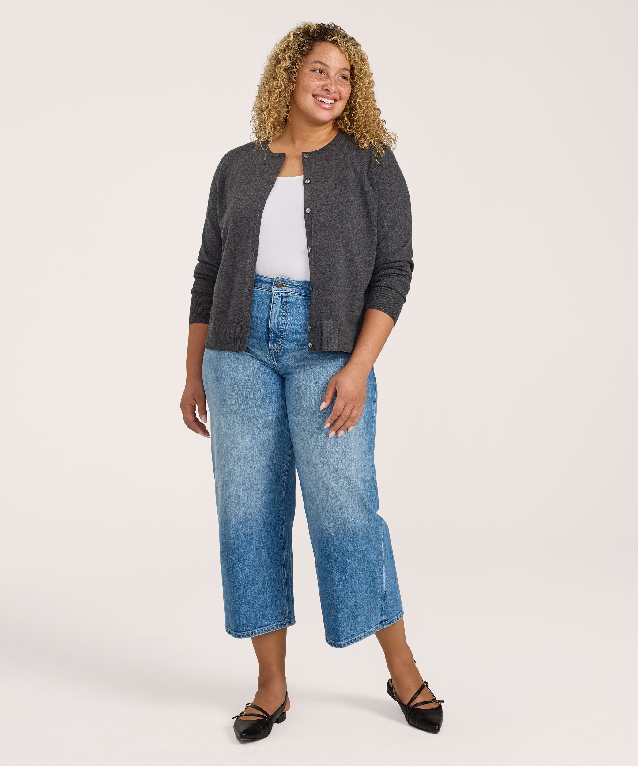 Cardigan à boutons court en coton de tous les jours pour femmes, Denver Hayes