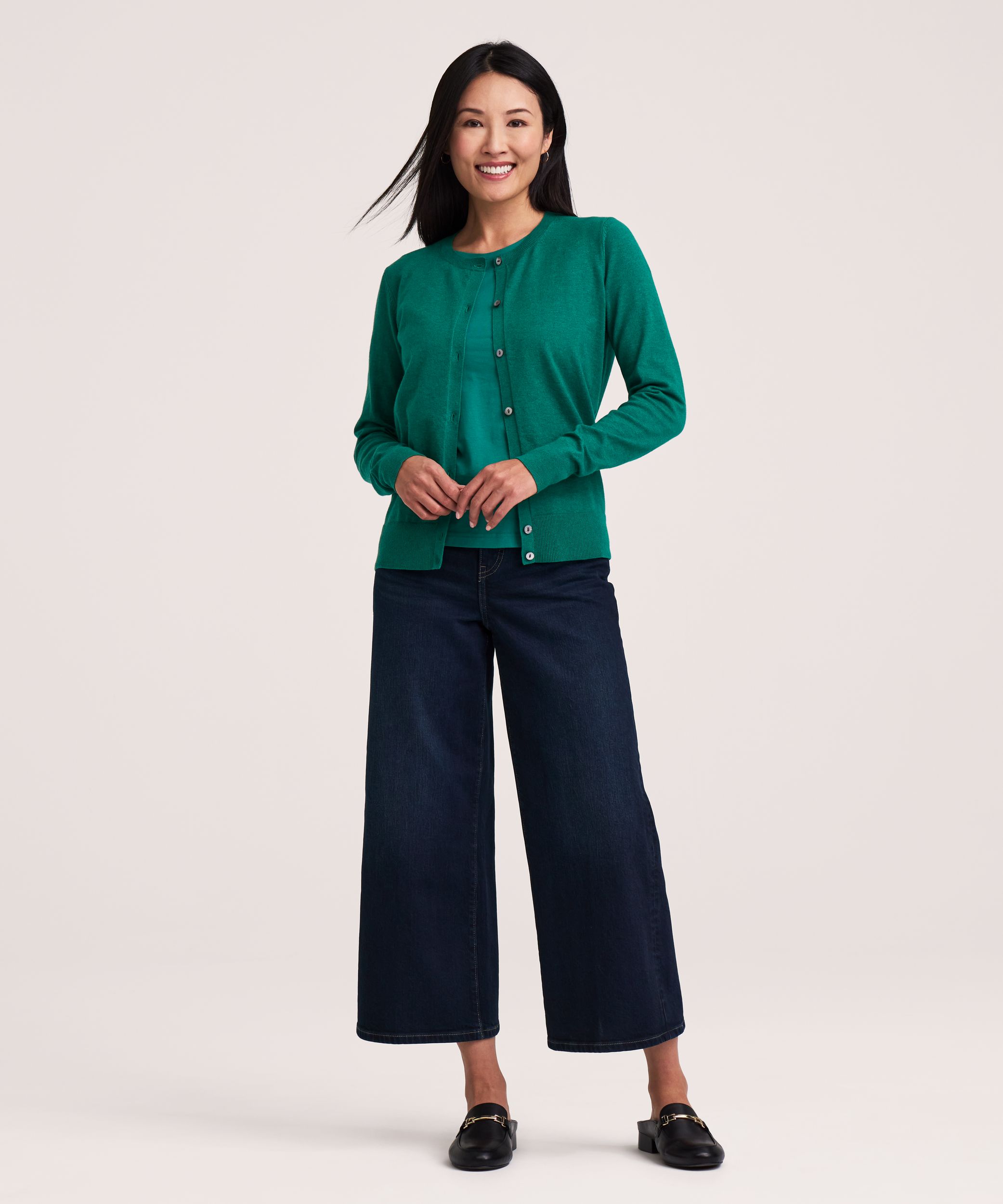 Cardigan à boutons court en coton de tous les jours pour femmes, Denver Hayes