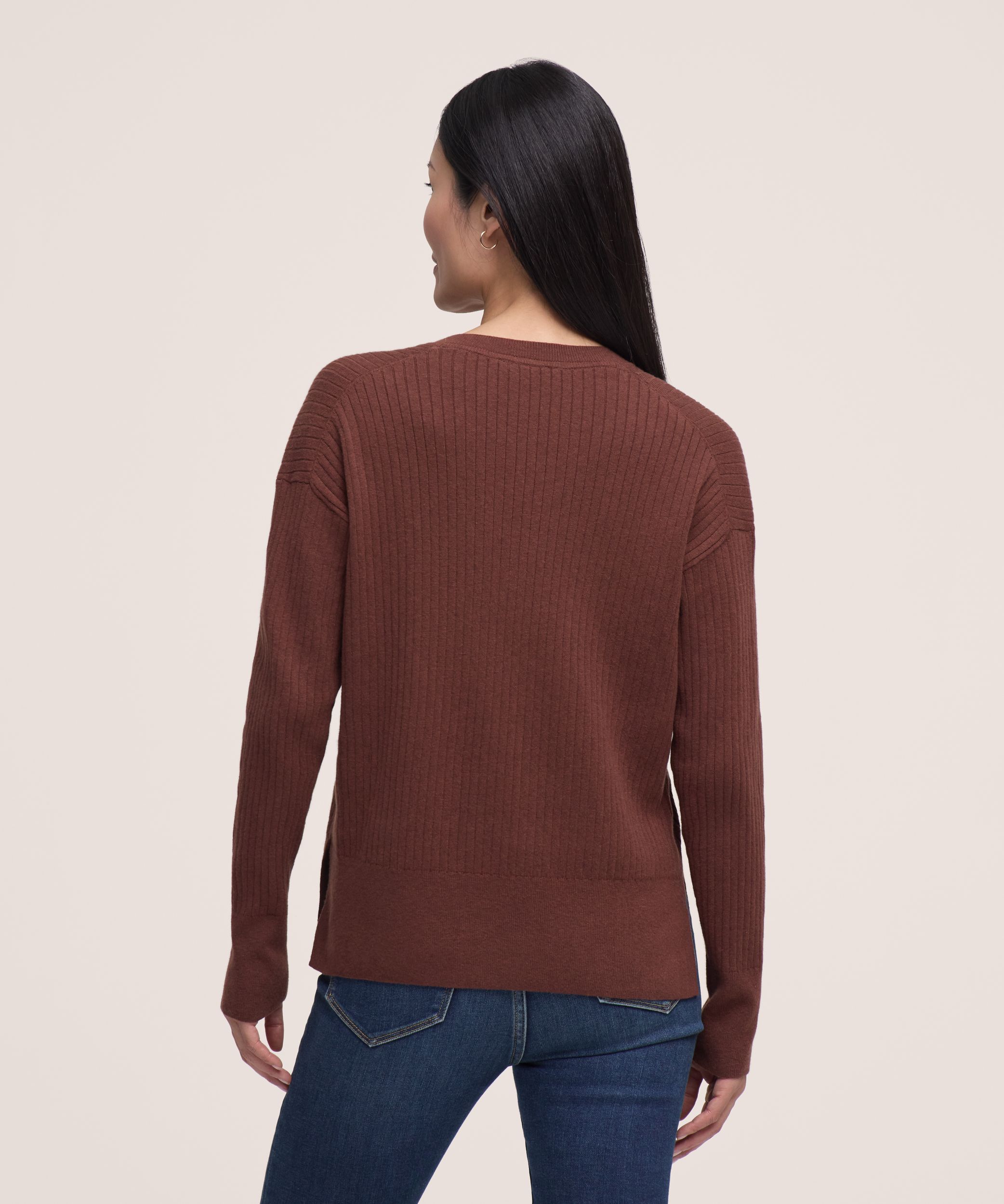 Denver Hayes Women's Everyday Cotton Drop Stitch Crew Sweater
