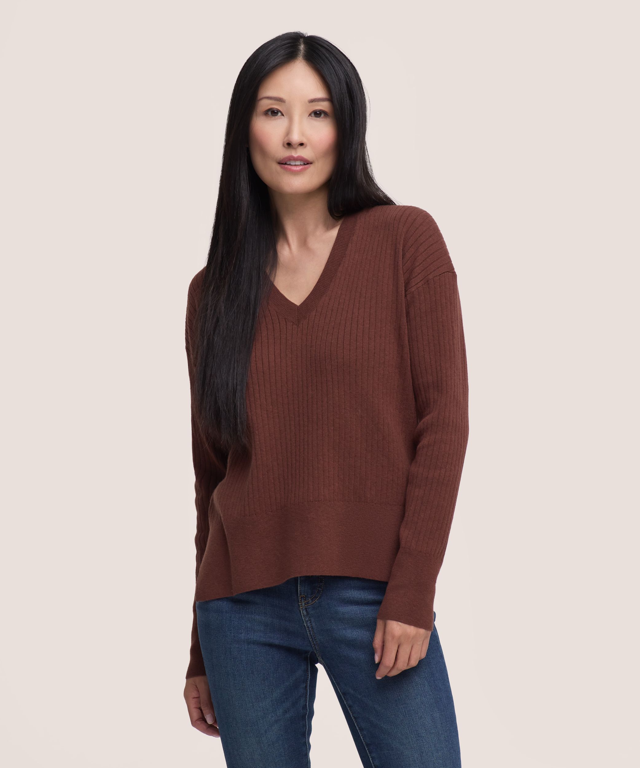 Denver Hayes Women's Everyday Cotton Drop Stitch Crew Sweater